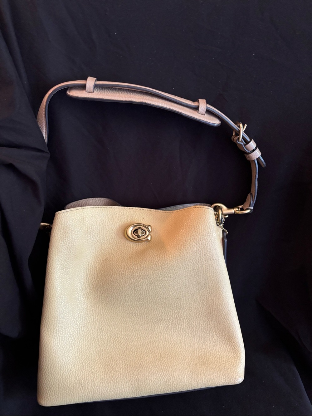 Coach Gold Pebbled Leather Shoulder Bag with Gold Hardware